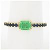 Image 8 : New 14k Gold Colombian Emerald & Sapphire Sideways Engagement Stack Band Ring
