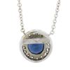 Image 6 : NEW 14K White Gold 1.07 ctw Round Sapphire & Diamond Halo Pendant Chain Necklace