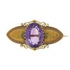Image 1 : Antique Victorian 18k Gold 13.50 ctw Oval Amethyst w/ Hand Engraved Brooch Pin