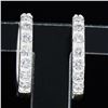 Image 2 : NEW 14k White Gold 0.28 ctw Pave Round Diamond 12.3mm Petite Huggie Hoop Earring