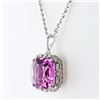 Image 2 : 28.44 ctw Kunzite and 0.53 ctw Diamond 14K White Gold Pendant