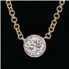 Image 4 : NEW 14k Rose Gold 0.15 ctw Round Light Champagne Diamond Solitaire Pendant & Cha