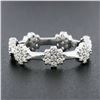 Image 5 : Vintage 18k Gold 0.50 ctw Diamond 7 Flower Cluster Polished Bar Eternity Band Ri