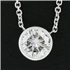 Image 4 : NEW 14k White Gold.84 ctw GIA Round Diamond Solitaire Pendant & Adjustable Chain