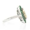 Image 5 : Platinum 2.30 ctw Marquise Light Yellow Diamond w/ Vivid Round Emerald Halo Ring