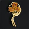 Image 2 : Vintage Italian 18k Gold 0.10 ctw Ruby Textured Floral Brooch Pin w/ Enamel Work