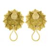 Image 4 : 18k Yellow Gold Matte Finish Winking Sun Face Large Dome Button Clip On Earrings