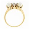 Image 8 : Antique 14k Yellow Gold 0.37 ctw Old European Diamond w/ 4.5mm Pearl Accents Rin