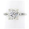 Image 1 : Vintage 14k White Gold Illusion Prong Old Transitional Diamond Engagement Ring