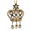 Image 2 : Antique Victorian 14K Gold.78 ctw Diamond Open Star Crown Dangle Pendant & Chain