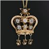 Image 3 : Antique Victorian 14K Gold.78 ctw Diamond Open Star Crown Dangle Pendant & Chain