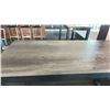 Image 2 : TALL BAR TABLE, 67" X 30" X 42" HIGH, WOOD GRAIN LAMINATE.