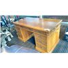 Image 1 : 60X30" ANTIQUE DOUBLE PEDESTAL DESK WITH FLOOR MAT