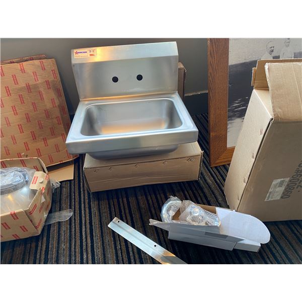 2X STAINLESS SINKS-NEW WITH FAUCET AND MOUNTING HARDWARE