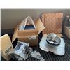 Image 1 : GROUP LOT OF NEW PAPER TOWEL DISPENSER, SOAP DISPENSER, FRANKE CUTTING BOARD AND STRAINER