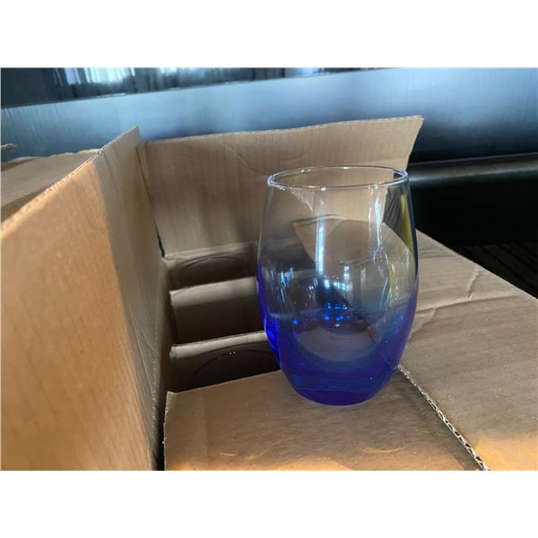 CASE OF ARCOROC TRANSPARENT BLUE COCKTAIL GLASSES. 24 PIECES
