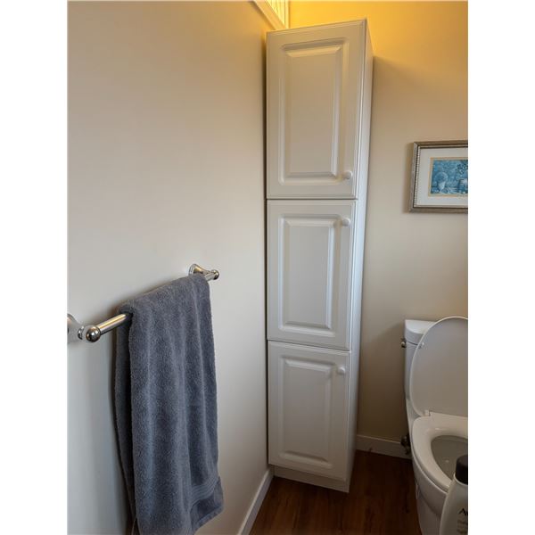 white cabinet 15" x 16 1/4" 80.5 a half inches tall two piece