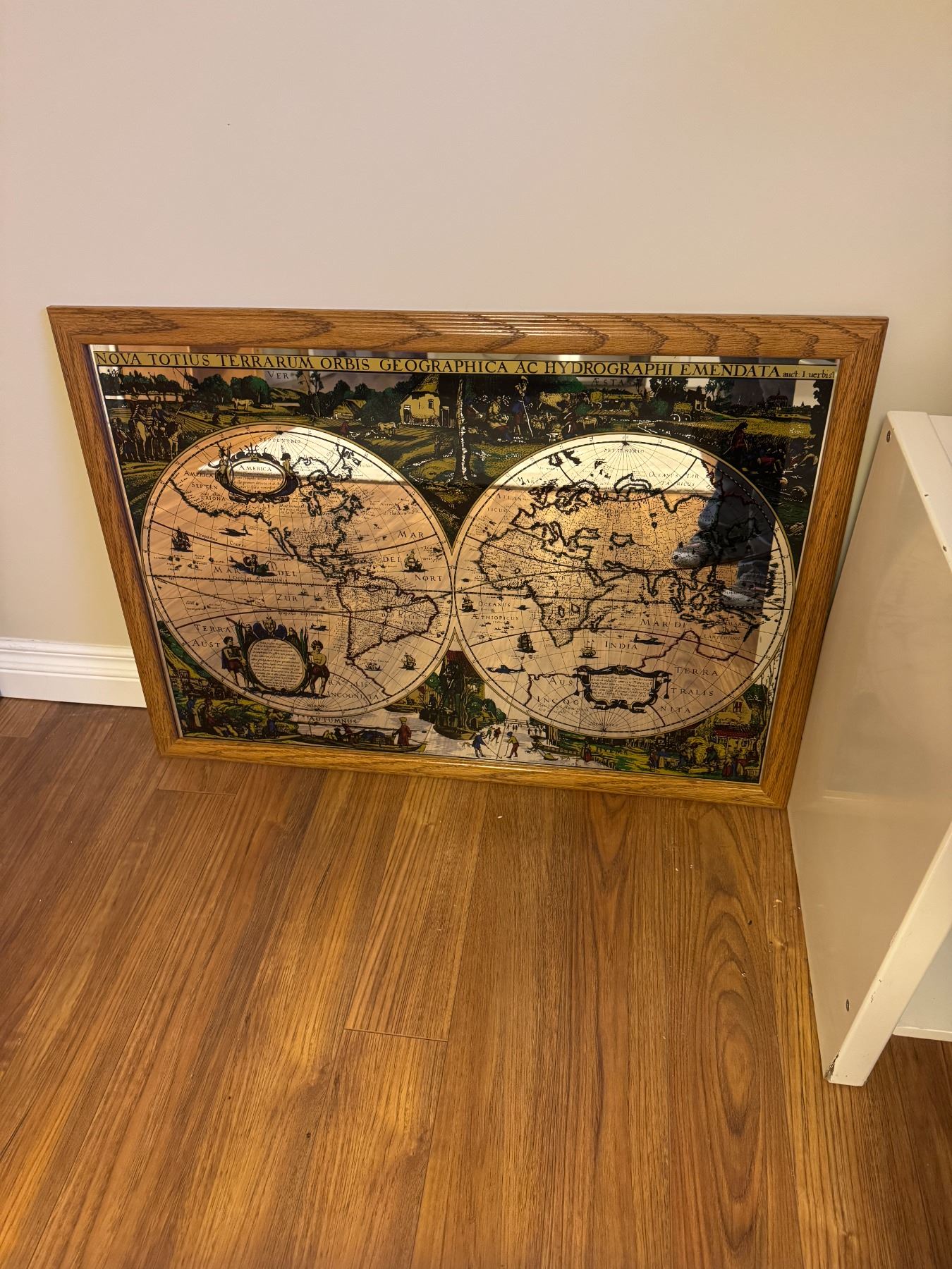 Vintage mirrored map measure 34 1/2 inches 4 1/2 inches