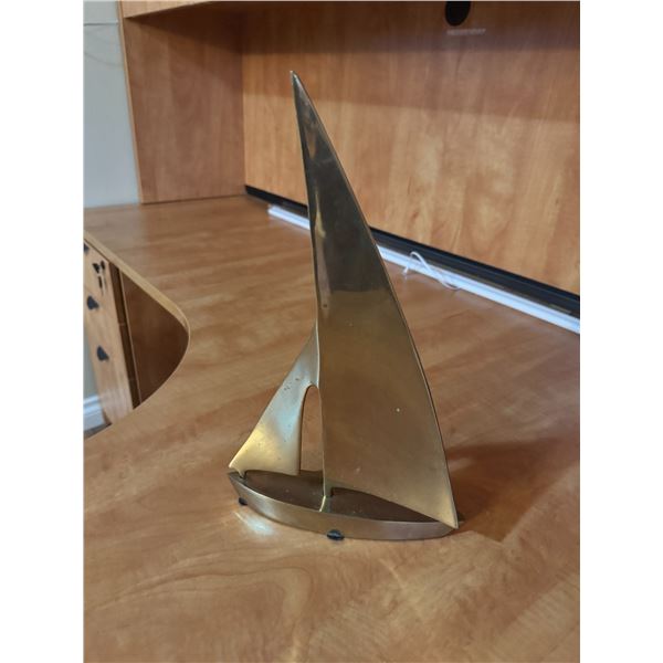 Brass sailboat measures 14 inches tall