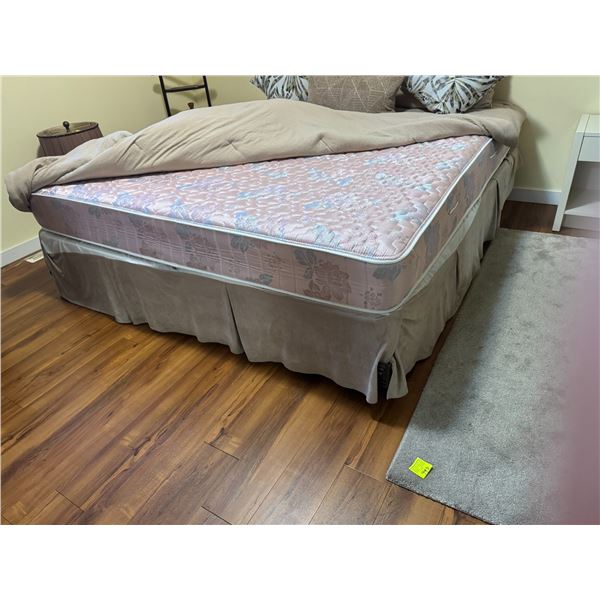 King mattress, and boxspring with metal frame