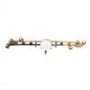 Image 1 : Antique 14k Rosy Yellow Gold Prong Pearl w/ Bead & Leaf Open Work Bar Pin Brooch