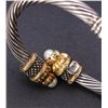 Image 3 : Vintage Sterling Silver & 18K Gold Crossover Bracelet with Natural Pearls