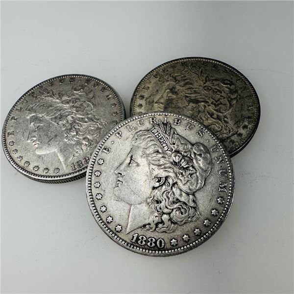 1880 Morgan Silver Dollar (VG+) Set of 3