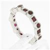 Image 7 : Estate 18k White Gold 1.42 ctw Round & Square Ruby Bezel Station Stack Band Ring