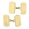 Image 1 : Men's 14k Yellow Gold Polished Grooved Dual Panel Engraveable Cuff Links