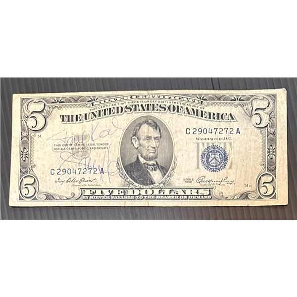 Jimi Hendrix AUTOGRAPHED $5 Bill