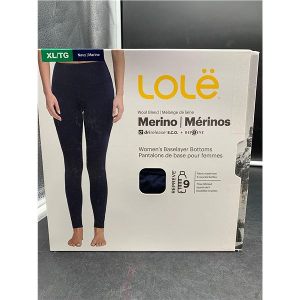 Lole Wool Blend Merino drirelease Women's Baselayer Bottoms (XL) Navy