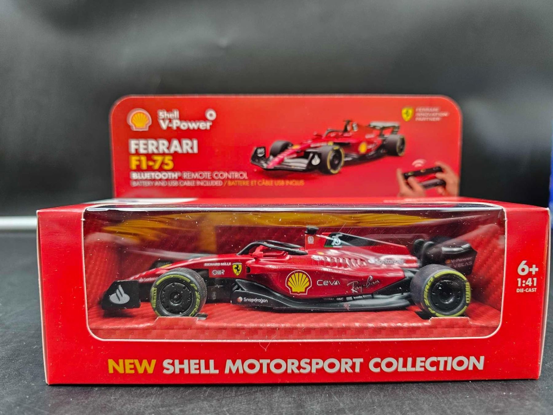 Shell Helix Car Remote Control Shell V-Power Ferrari F1-75 Bluetooth Remote Control Car with included ...