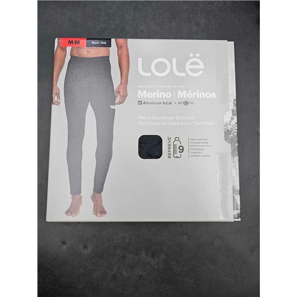 Lole wool blend drirelease Merino wool men's baselayer bottoms, black (M)