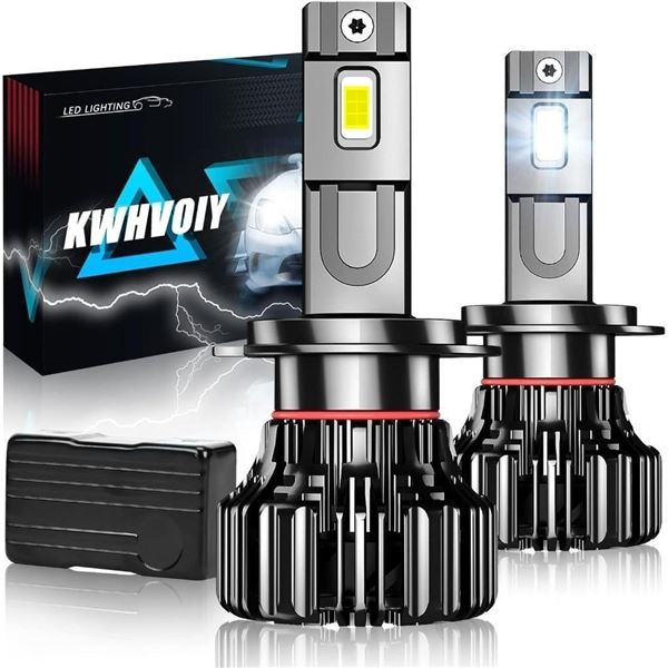 KWHVOIY H7 LED Headlight Bulbs, 24000LM 6500K Cool White, High/Low Beam Conversion Kit, IP68 Waterpr