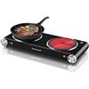Image 1 : Hot Plate, Techwood 1800W Electric Stove Double Burner for Cooking, Infrared Ceramic Hot Plates Doub