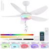 Image 1 : Kviflon Ceiling Fan With RGB Lights 46" Modern Low Profile Ceiling Fan with Light and Remote App Con