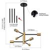 Image 1 : RUIYEY Modern Sputnik Chandeliers Black and Gold Ceiling Light Fixtures 6-Light Sputnik Light Fixtur