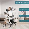Image 2 : ELENKER Upright Walker, Stand Up Folding Rollator Walker Back Erect Rolling Mobility Walking Aid- Wh