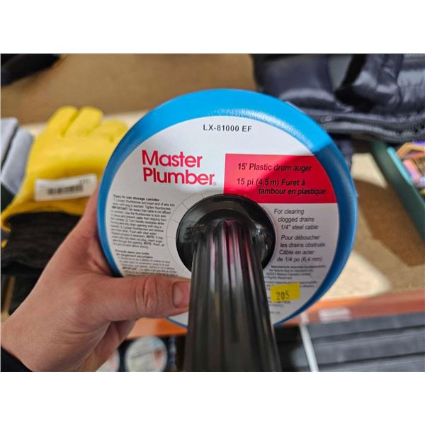 Master Plumber 15ft Plastic drum auger