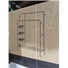Image 3 : LING RONG Metal Clothes Rack, Double Rods Clothes Portable Closet on Wheels, Wardrobe Clothes Organi