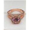 Image 2 : Rose Ladies Pink Topaz .80 Caray Cussion Cut Cluster top ring Size 7