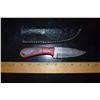 Image 1 : Hand Forged Damascus Steele Knife w/ Leather Sheath