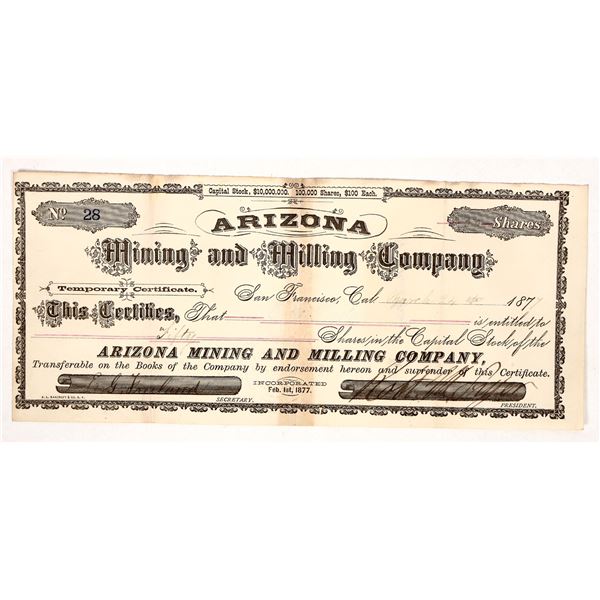 Arizona Mining and Milling Stock, 1877 [191253]