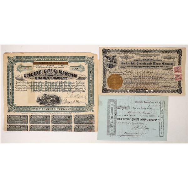 Amador County Mine Stock Certs (3) [192698]