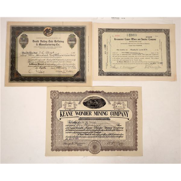 Death Valley Mining Stock Trio, Very Rare [193543]