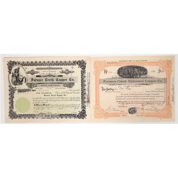 Furnace Creek Copper Co. Stocks 1906-1908 [192156]