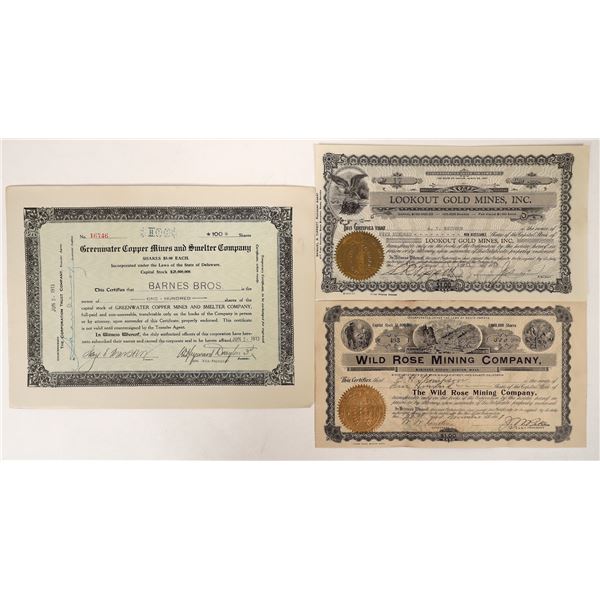 Death Valley Mine Stock Certificates (3) [192493]