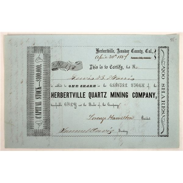 Herbertville Quartz Mine Stock Certificate [192715]