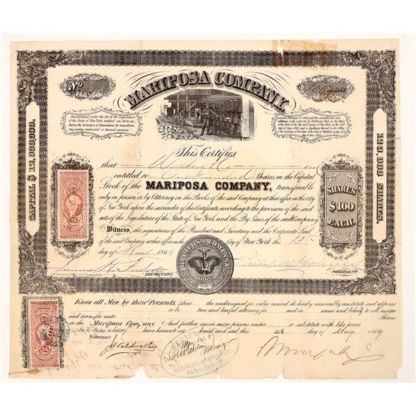Mariposa Company Stock, 1869, Rare [191859]