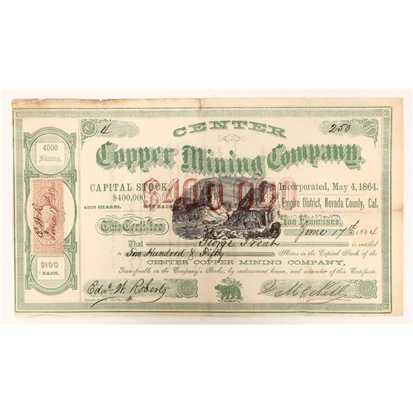 Center Copper Mining Co. Stock, 1864 [191700]